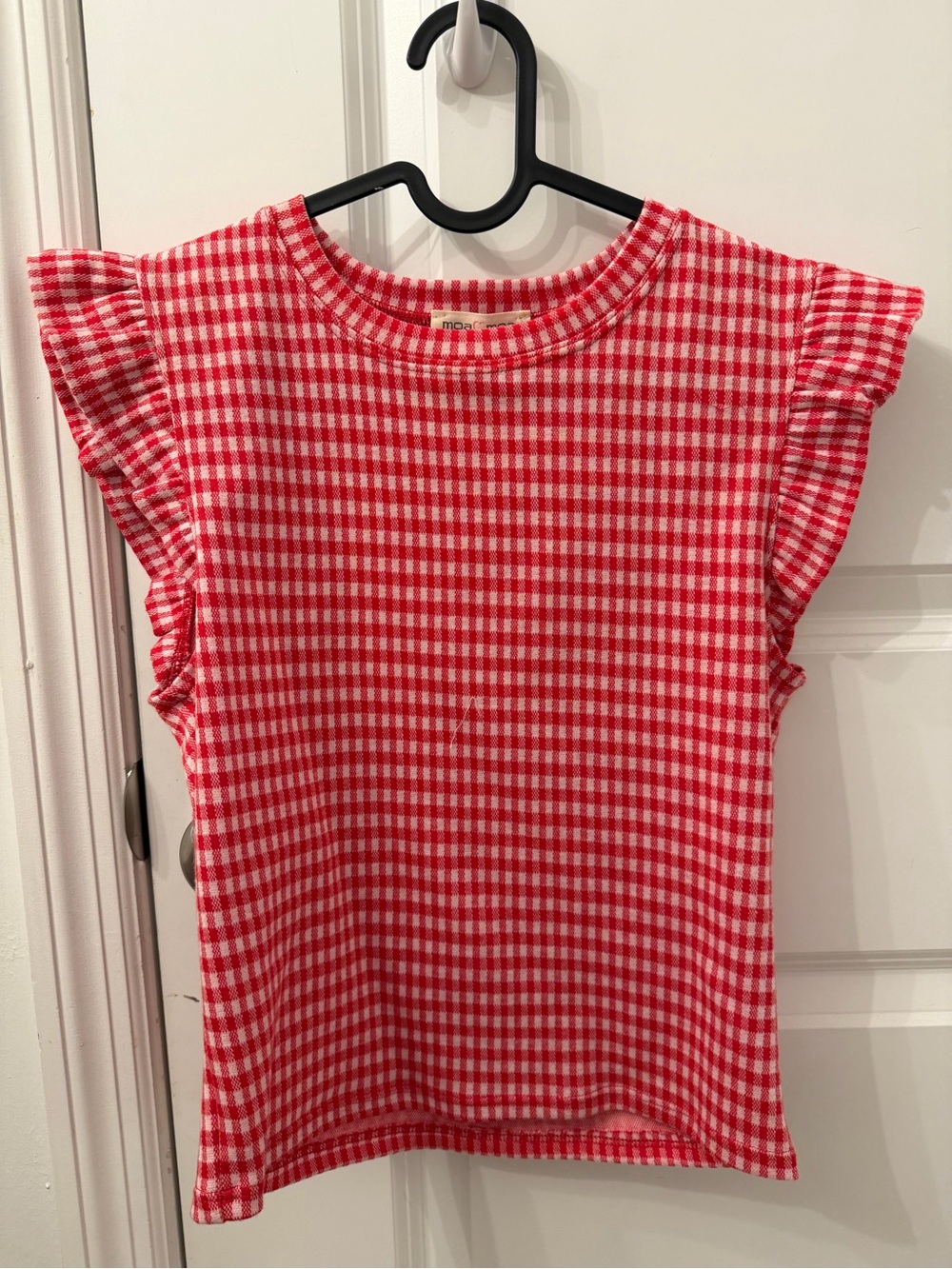 Moa Moa Red and White Gingham Knit Top